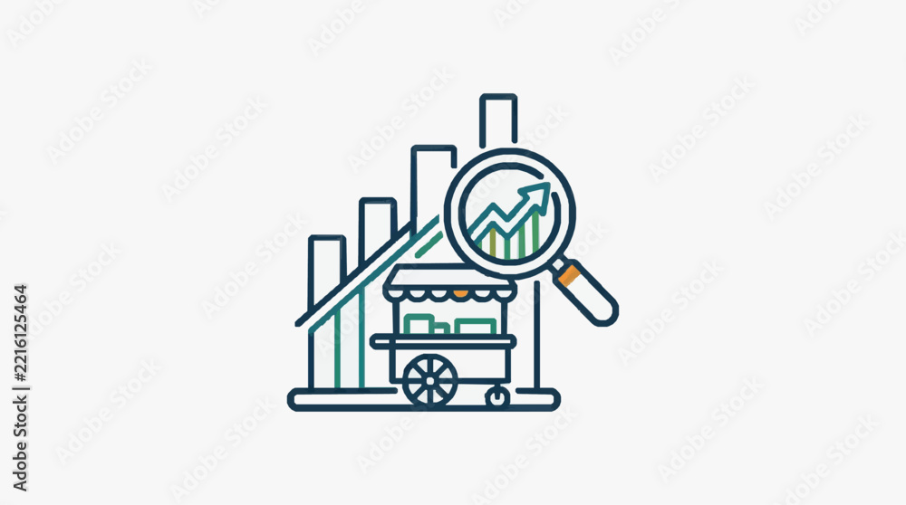 Obraz premium Magnifying glass analyzing financial charts and data.