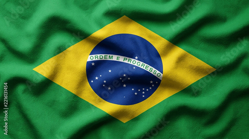 National flag of brazil with waving fabric texture