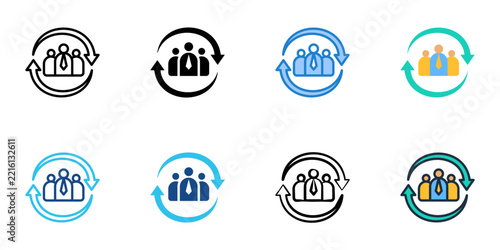 HR icons set multiple style collection. Editable stroke 