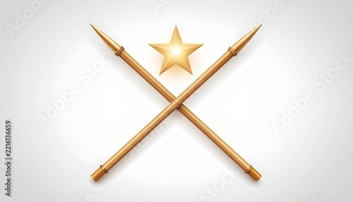 Military insignia featuring crossed spears and a golden star symbol.