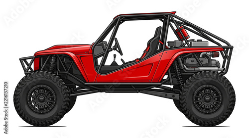 Red Off Road UTV Side By Side Sport Buggy.