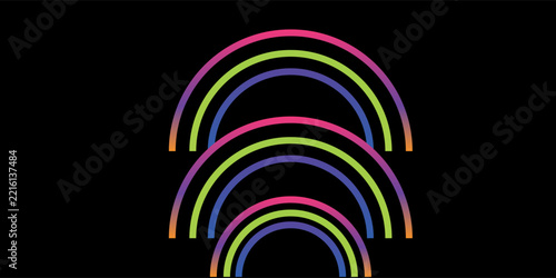 Minimalist abstract background with bright rainbow circular lines. Trendy design with swirling line patterns for covers, banners, brochures, certificates, presentations.
