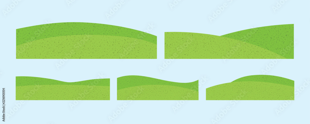 Naklejka premium Textured green hills and land layers on light blue background