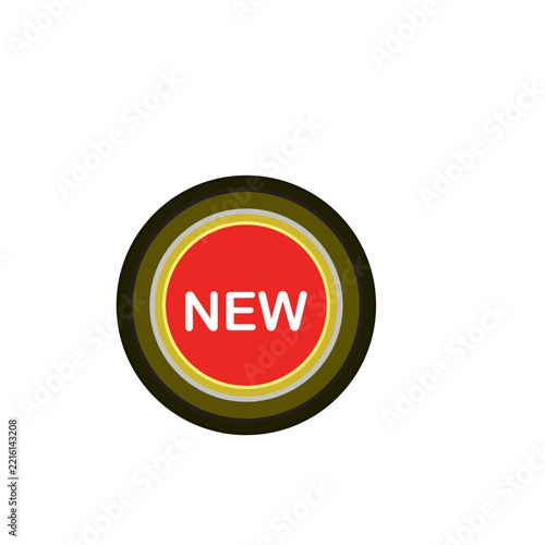 Red Round New Arrival Badge Icon Isolated on White Background