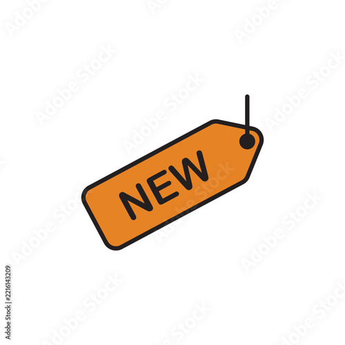 Orange New Price Tag Icon Isolated on White Background