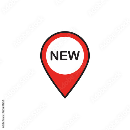 Red New Pin Location Marker Icon Isolated on White Background
