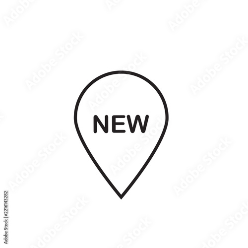 Minimal New Pin Location Marker Icon Line Art Isolated on White Background