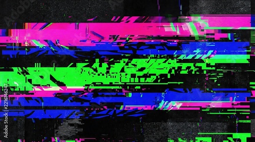 Abstract chromatic glitch art with vibrant digital distortion for