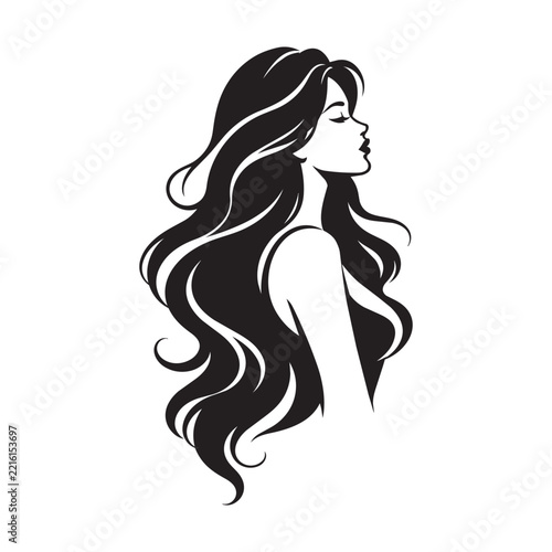 Elegant Woman Profile with Flowing Hair