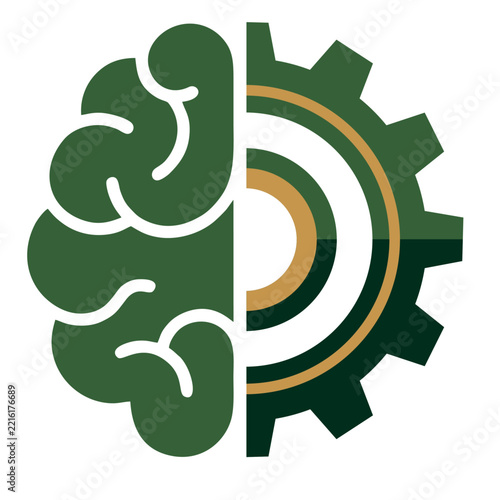 Brain and Gear Concept Icon Representing Artificial Intelligence Mental Power and Engineering Innovation