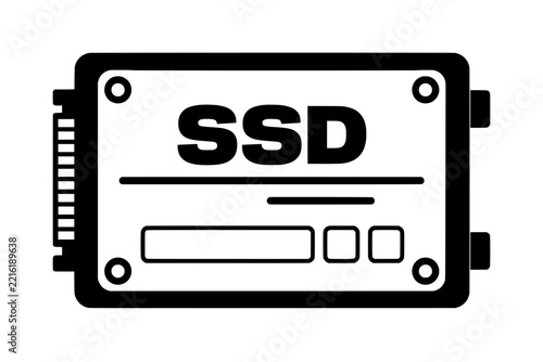 SSD hard drive icon vector representing solid state storage, computer hardware, and data storage