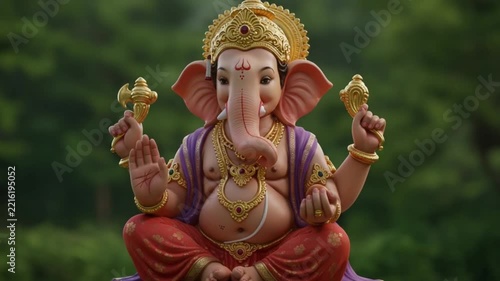 Detailed statue of Ganesha, a Hindu deity, with intricate details