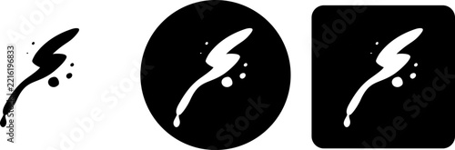 Set of black and white abstract splash isolated on a white background, featuring varied geometric shape frames