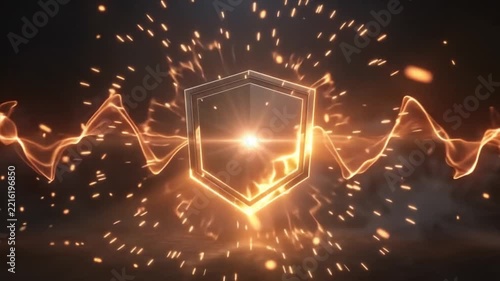 Shield Emblem Reveal Animation with Fire and Sparks