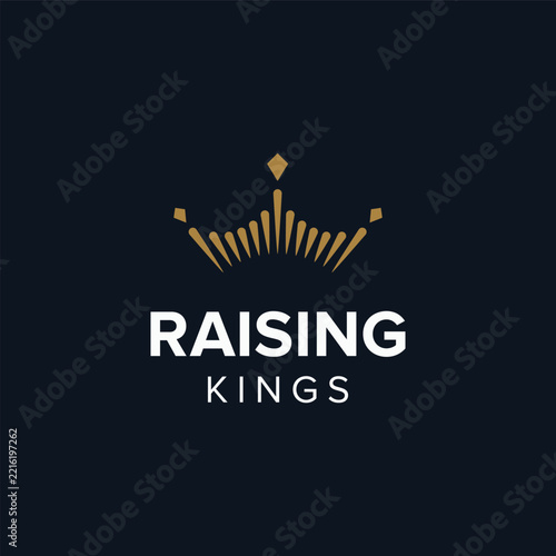 Simple raising sun shine crown for queen and king shopisticated vector icon sign logo design