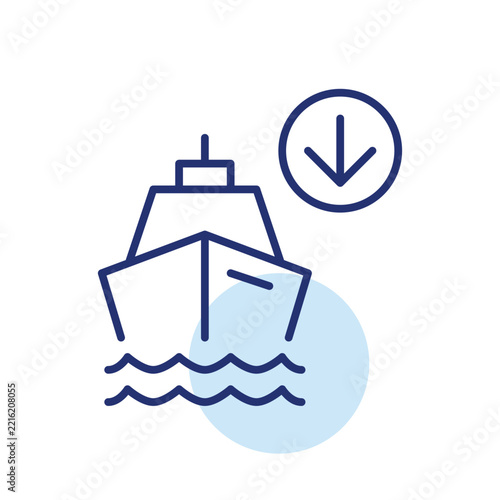 Download itinerary, save boarding pass, cruise ship passenger disembarkation. Pixel perfect, editable vector icon