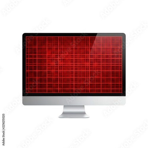 Red Grid Pattern Monitor Transparent Background