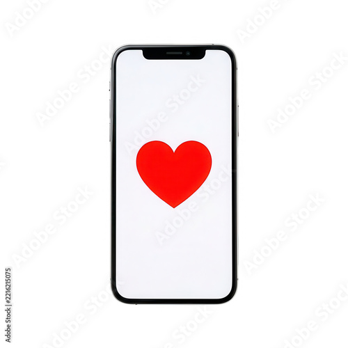 Red Heart on Smartphone Screen Transparent Background