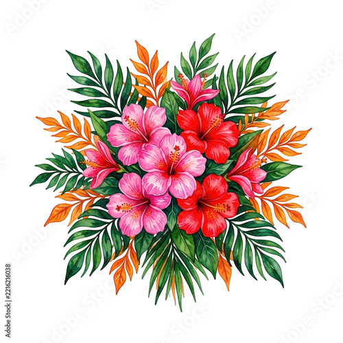 Tropical Hibiscus Flowers Transparent Background