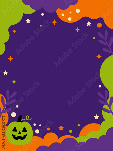 Cute green Jack o lantern halloween frame design.