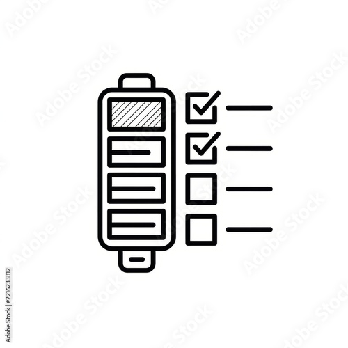 Minimalist Battery Charging Checklist Icon Set.