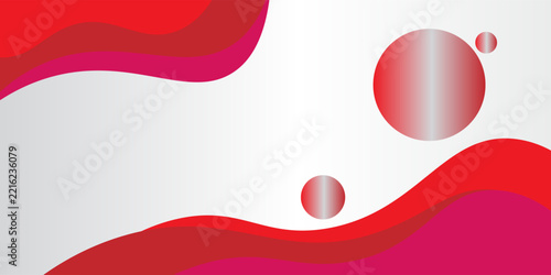 Abstract Red and Magenta Fluid Wavy Background with Gradient Spheres and White Copy Space for Modern Business Banner,
