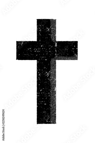 Black cross on a transparent background