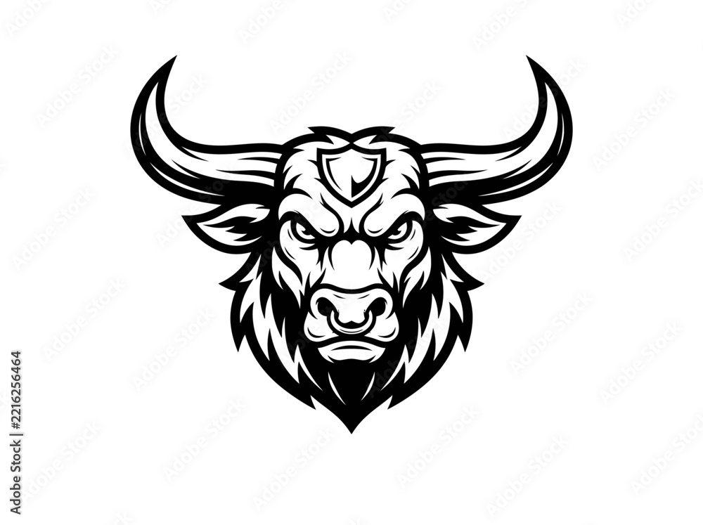 Fototapeta premium Stylized bull head mascot logo design powerful symbol