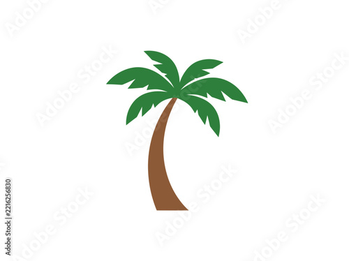 Tropical palm tree silhouette isolated on white background