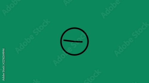 White clock on black background animation day time. Footage. Transparent background. Alpha channel.