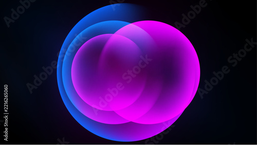 Obraz na plátně Abstract glowing orbs overlap, creating vibrant blue, pink hues