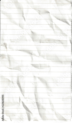wrinkled lined paper. white note paper. blank detail paper texture for list or design