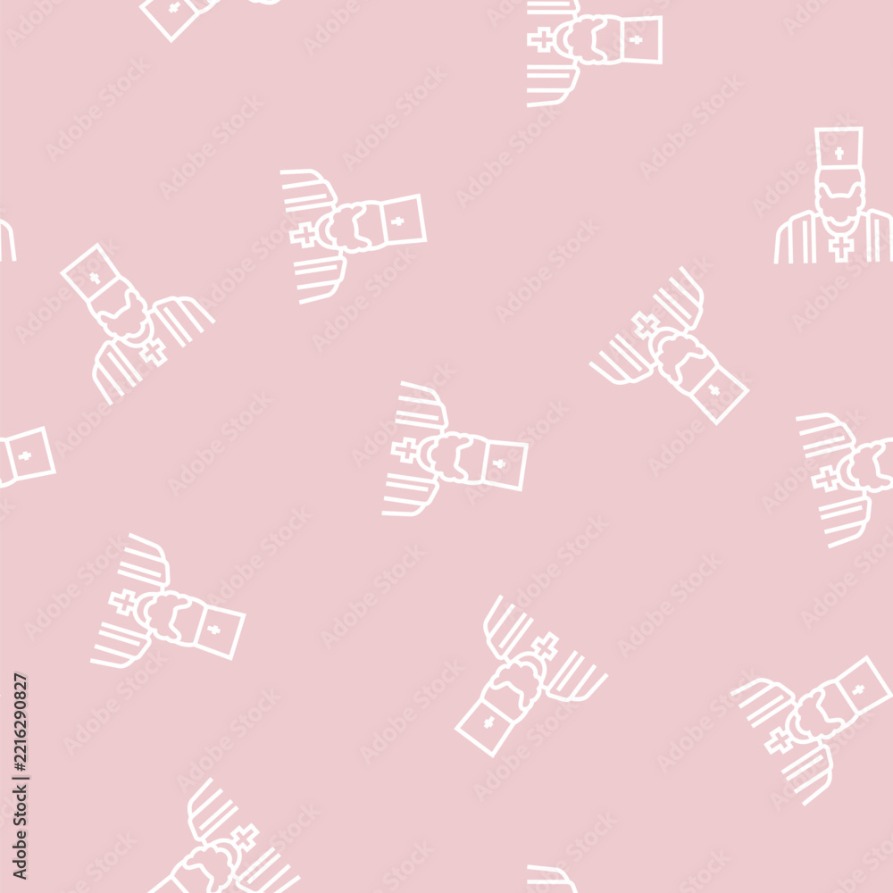 Fototapeta premium priest christianity vector line seamless pattern priest christianity sign illustration