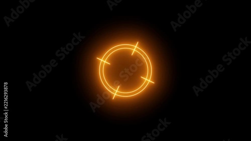Glowing neon light target icon animation. Military training, Military target icon