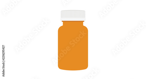 Orange medicine bottle with white cap on a white background