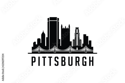 Pittsburgh Pennsylvania skyline silhouette minimalist black cityscape icon