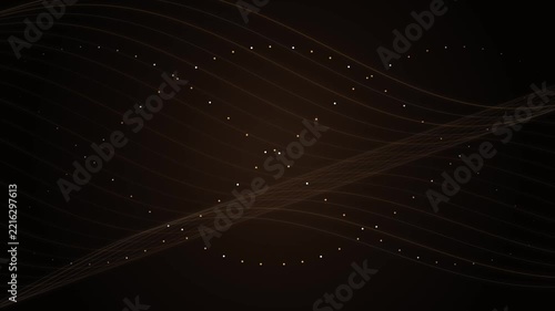 Elegant Gold Waves Motion Background with Glowing Particles and Smooth Fluid Digital Flowing Lines
