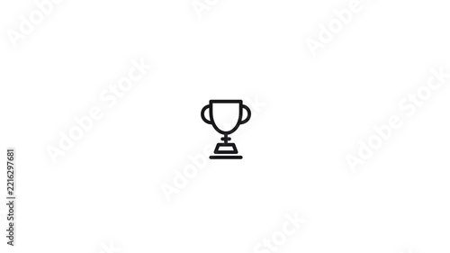 Winner Trophy Cup Line Art Animation for Business Success and Victory Awards