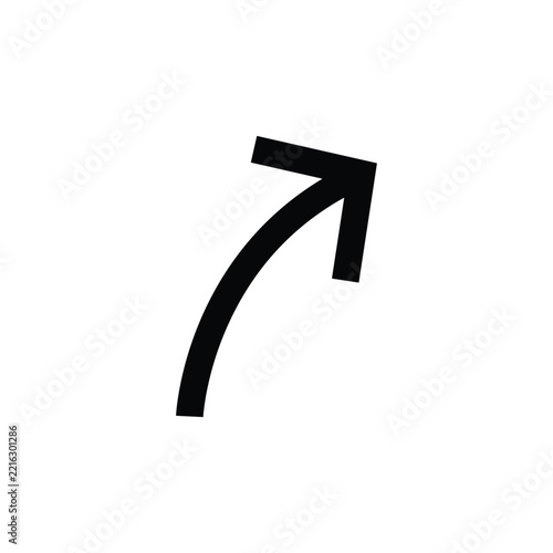 Curved Up Right Arrow Icon for Direction and Navigation