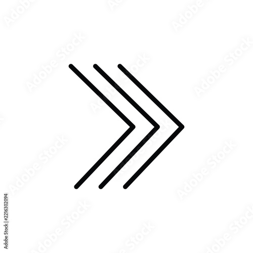 Triple Right Chevron Arrow Line Icon for Forward Navigation