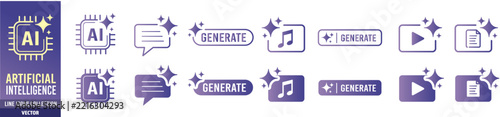 generate,  AI,  icon, Artificial intelligence,  icons,  collection,  vector, illustration, 