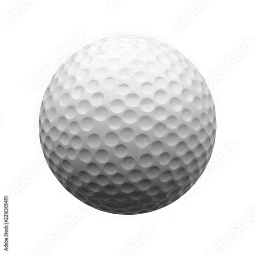 White Golf Ball Close-Up Isolated on White Background, Dimple Texture Detail