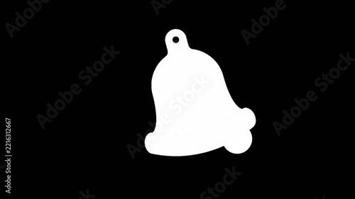 Animation of a ringing notification bell icon with sound waves against a black background.