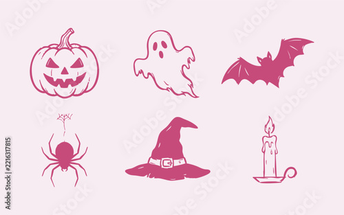 Set of hand drawn halloween icons