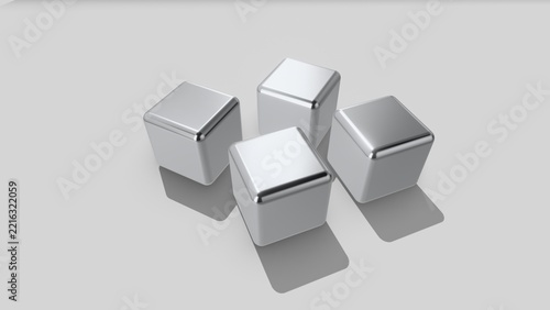 3d metallic cubes with shadow. geometric shapes.