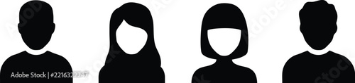 People icon set displaying gender neutral human silhouettes