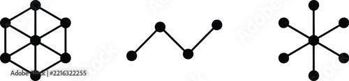 Node icon set illustrating network connection points and lines