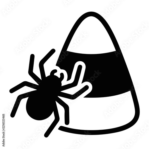 Spooky Halloween candy corn with a crawling spider