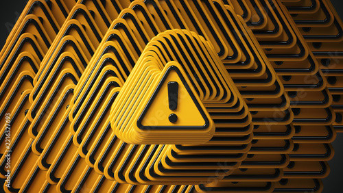 Cascade of Warning Signs 3D Render