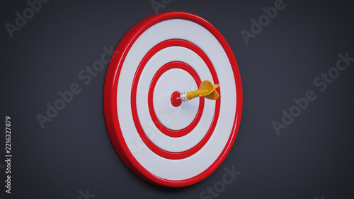 Dart Hit Bullseye on a Target 3D render
